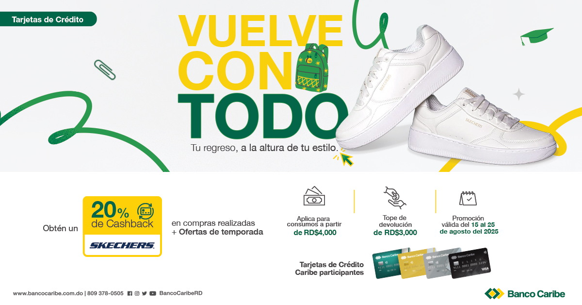 Vuelve con todo, 20% de cashback Skechers