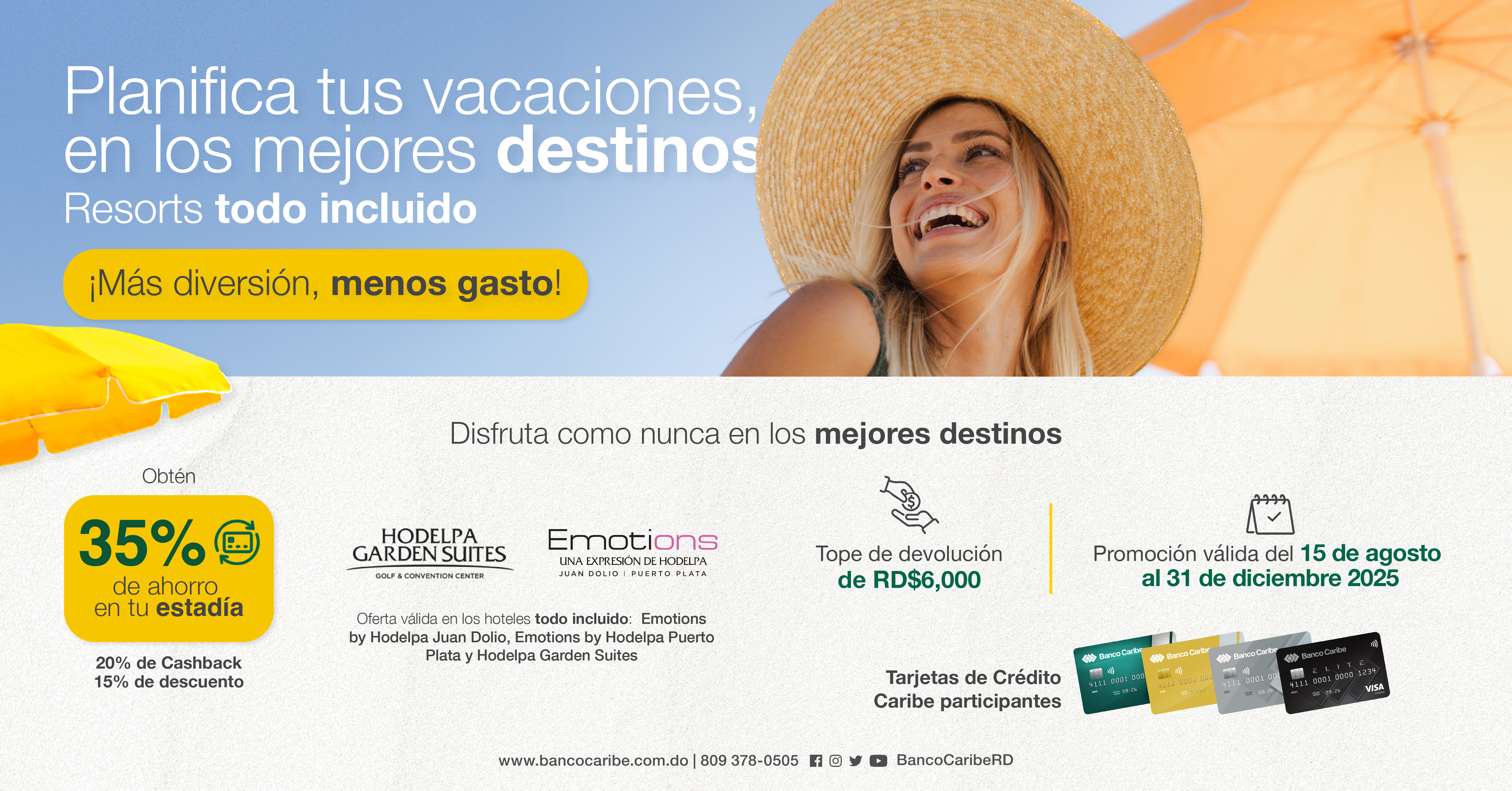 Vacaciones con descuentos incluidos, hasta 35% de ahorro en Hodelpa