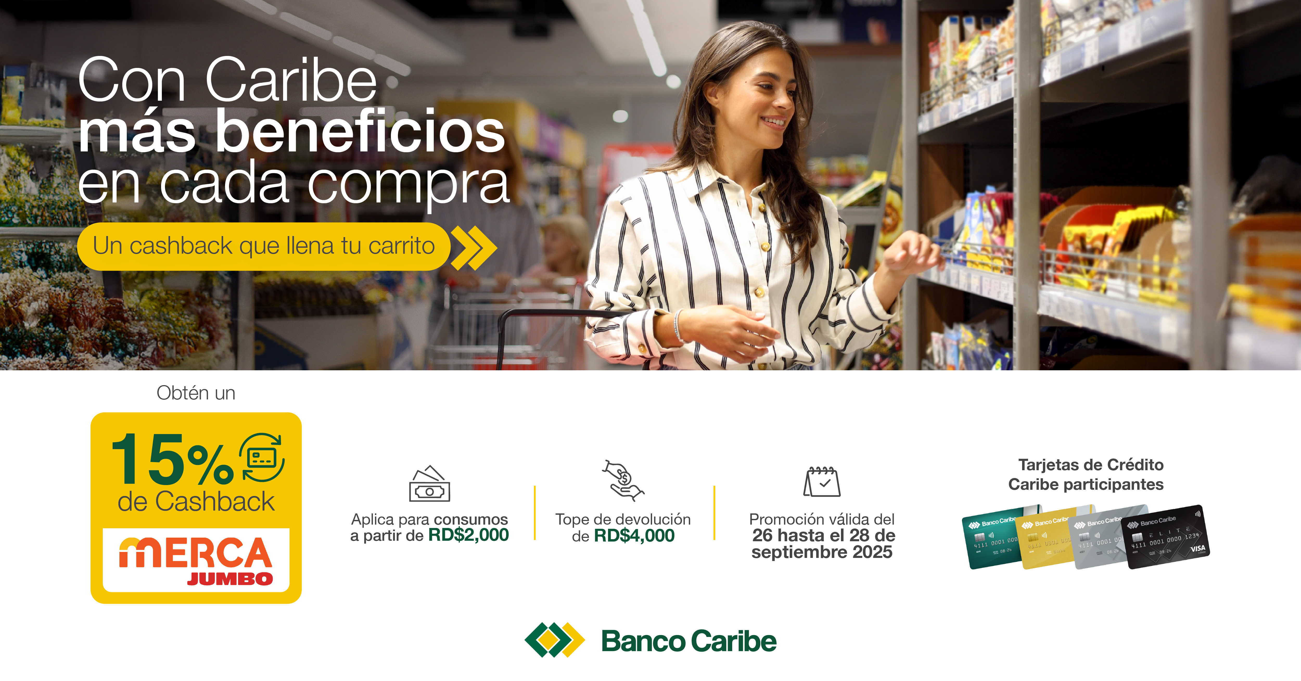 Más beneficios con cada compra, 15% de casback en Merca Jumbo