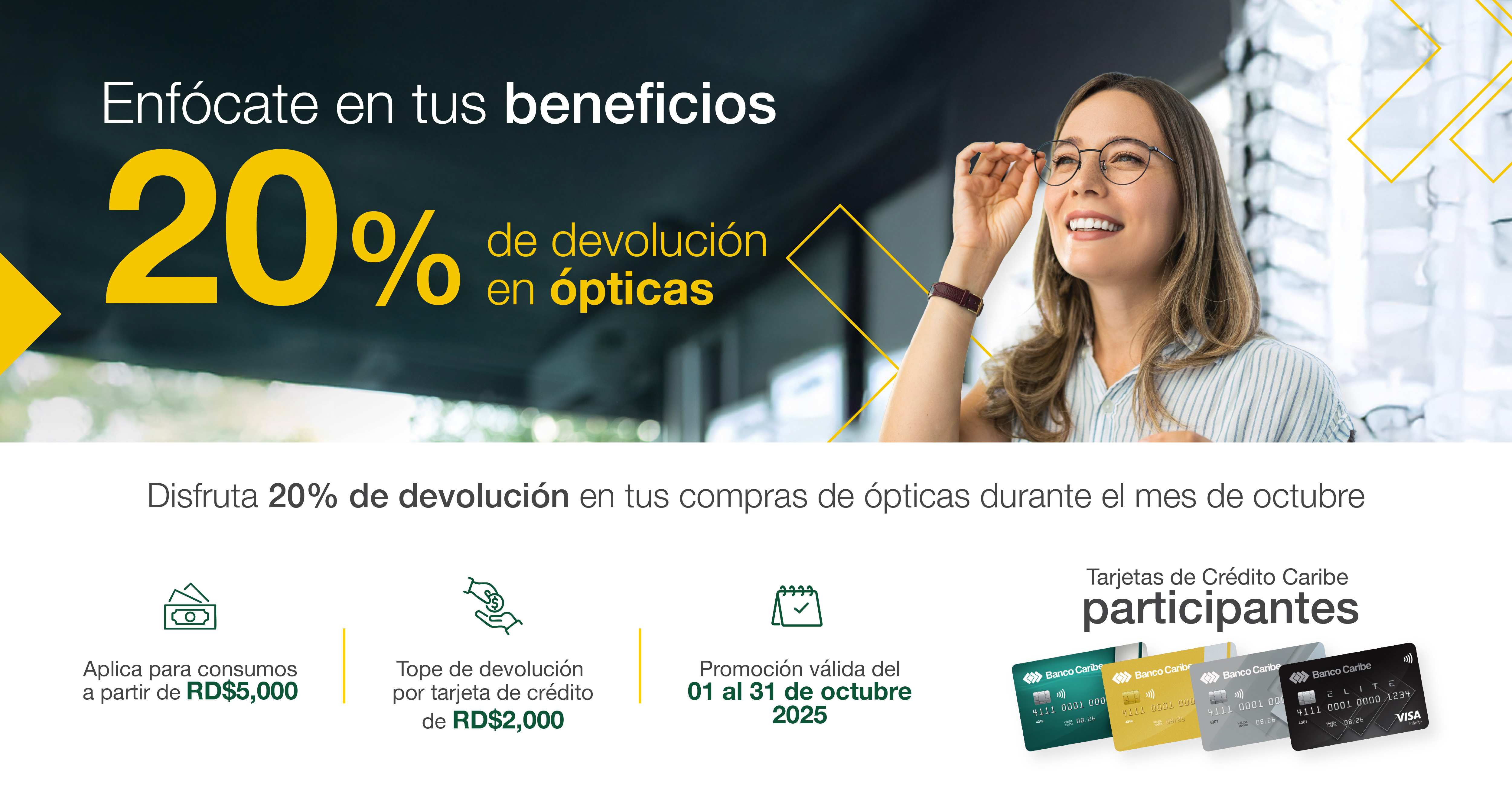 Más estilo, menos costo: 20% de devolución en ópticas